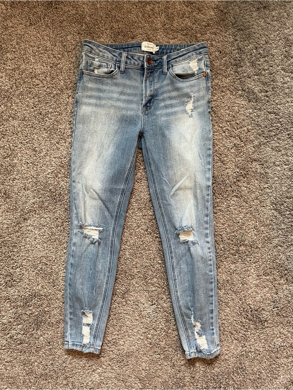 bohme Light Blue Distressed Skinny Jeans